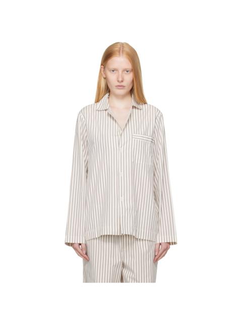 TEKLA Off-White & Brown Poplin Long-Sleeved Pyjama Shirt