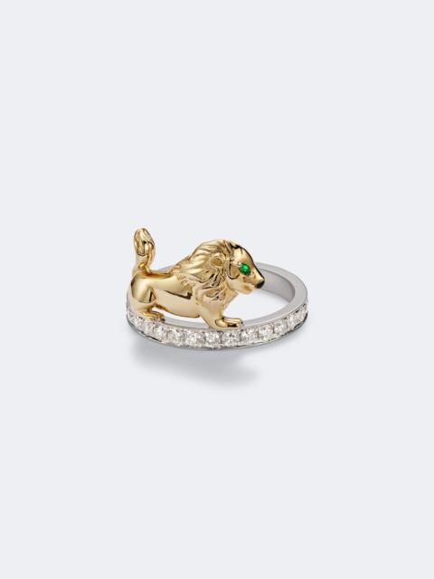 Yvonne Léon Alliance Lion 9kt yellow and white gold ring with gemstones