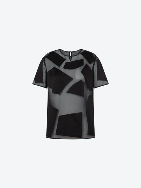 Moschino MESH T-SHIRT WITH PATCHES