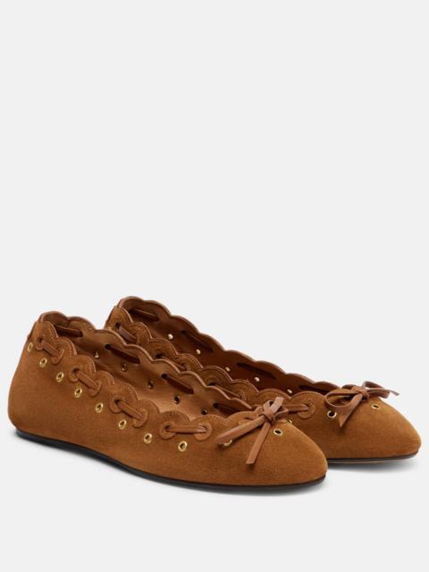 Isabel Marant Balfy bow-detail suede ballet flats