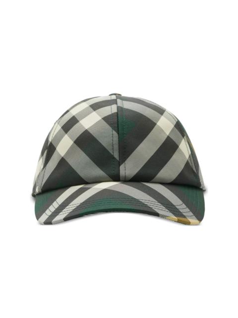 check-pattern cotton cap