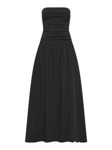 Gathered Cotton-Nylon Maxi Dress black