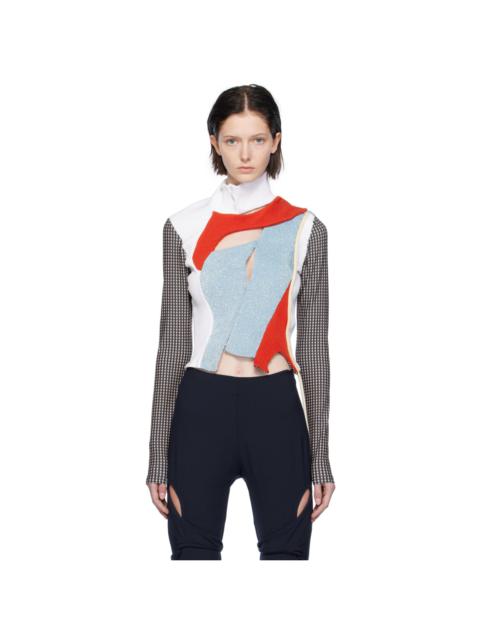 OTTOLINGER Blue & White Asymmetric Turtleneck