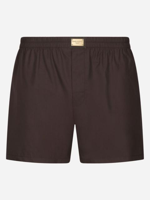 Dolce & Gabbana Cotton poplin shorts with brand plate