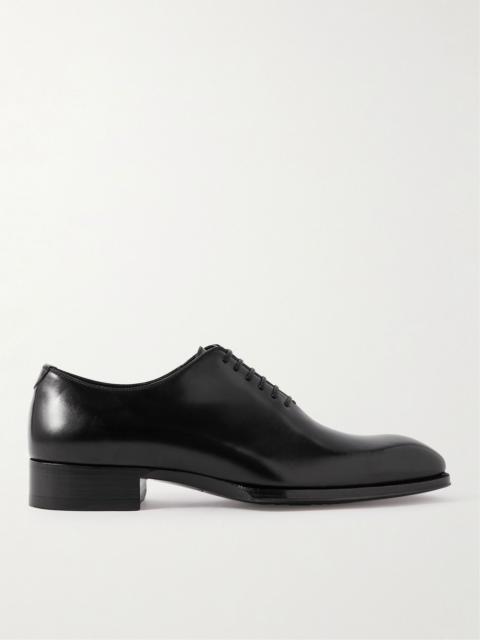 TOM FORD Elkan Whole-Cut Glossed-Leather Oxford Shoes Black