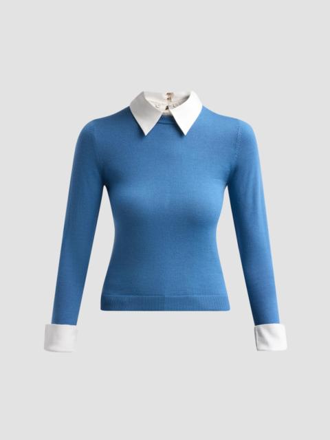 Alice + Olivia Women's Porla Collared Wool Sweater - Faded Denim