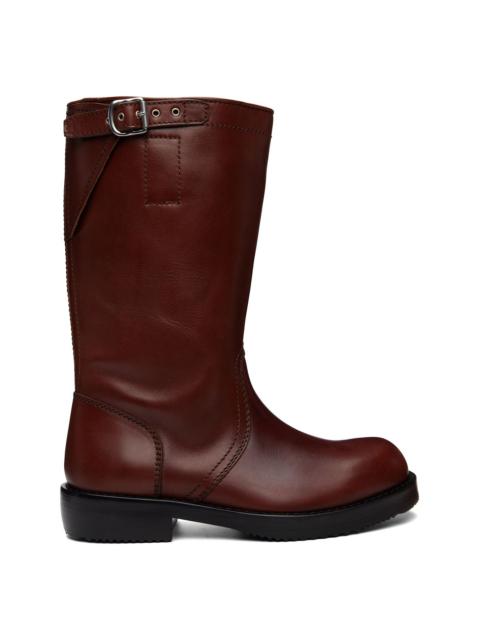 Dries Van Noten Brown Leather Biker Boots