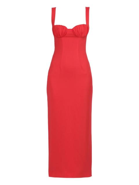 ROWEN ROSE gathered-detail sleeveless midi dress
