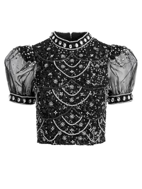 alice + olivia Stephen Lace Detail Cropped Tee