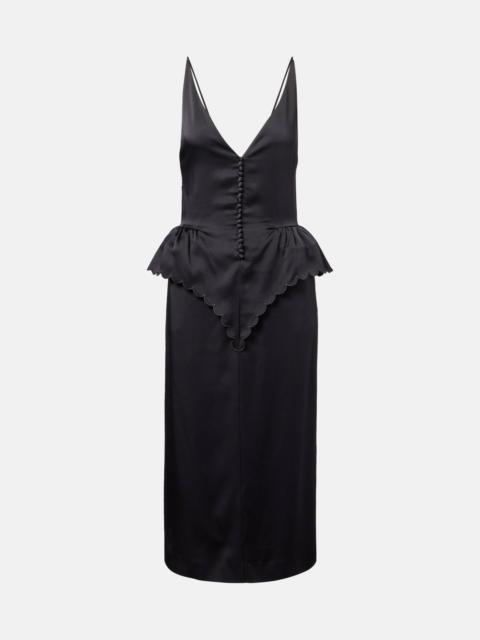 Stella McCartney Open-back peplum satin midi dress
