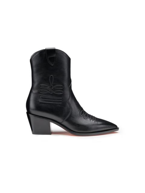 Santoni Women's black leather texan ankle boot