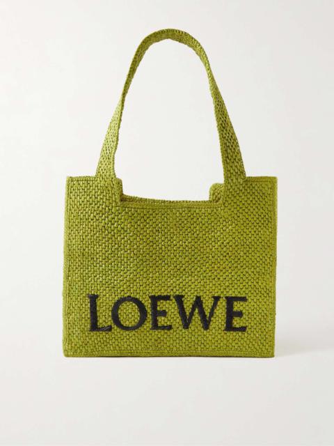Loewe + Paula’s Ibiza Font Medium Logo-Embroidered Raffia Tote Bag