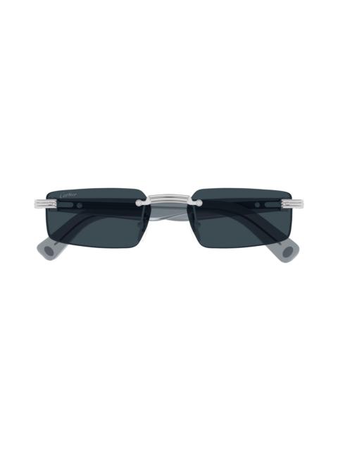 Cartier Men's Première De Cartier 55MM Rectangular Sunglasses - Silver Black