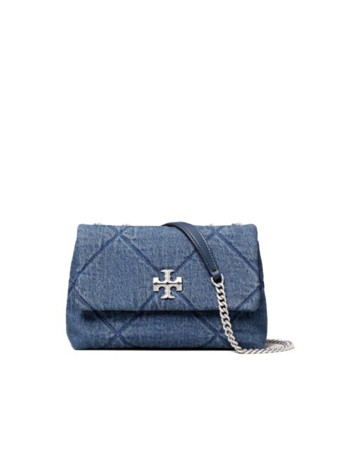 TORY BURCH Kira diamond quilt denim small convertible shoulder bag