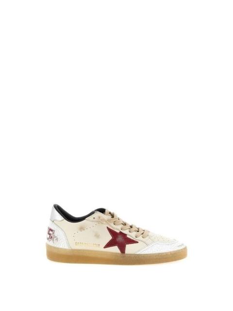 Golden Goose GOLDEN GOOSE Ball Star Men's Ivory/Red/Silver Sneakers New (