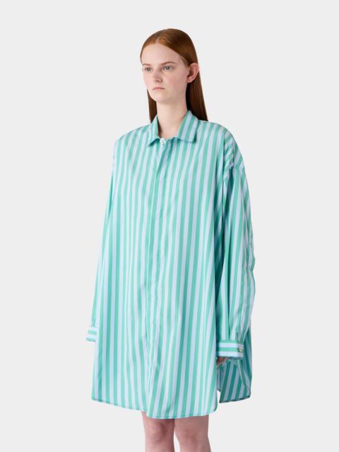 MEGA OVER SHIRT / green & azure stripes