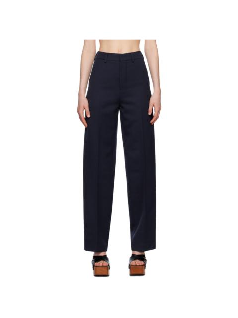 AMI Paris Navy Wide-Leg Trousers