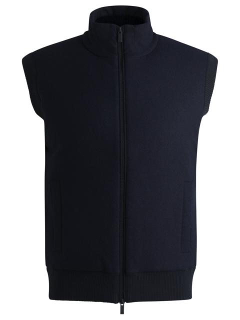 REGULAR-FIT GILET WITH BRUSHED-FLANNEL FRONT