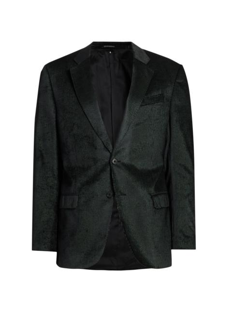 EMPORIO ARMANI Men's Sateen Grid Dinner Jacket - Green Fancy