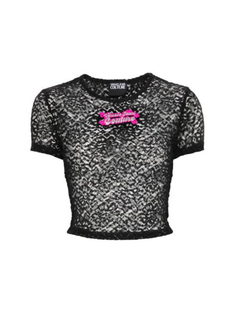 VERSACE JEANS COUTURE appliquÃ©-logo floral-lace T-shirt
