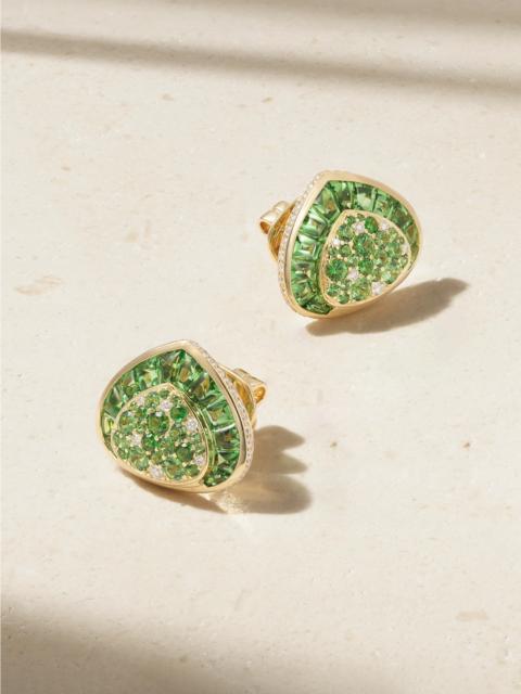 Marina B Dora 18-karat Gold, Tsavorite And Diamond Earrings