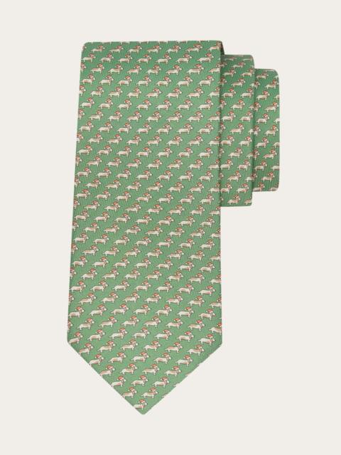 FERRAGAMO Dachshund print silk tie