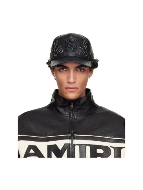 Black MA Stud Leather Cap
