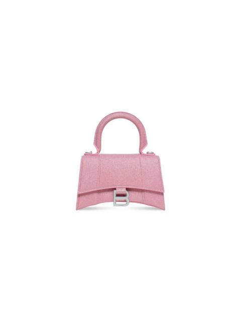BALENCIAGA Women's Hourglass Xs Handbag In Sparkling Fabric in Pink