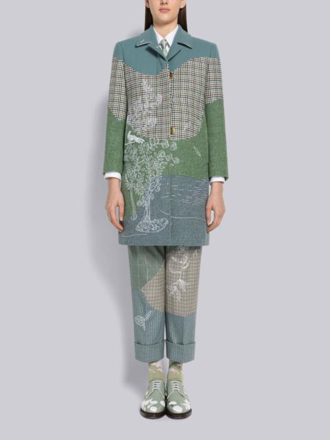 Thom Browne Patchwork Embroidered Bal Collar Overcoat