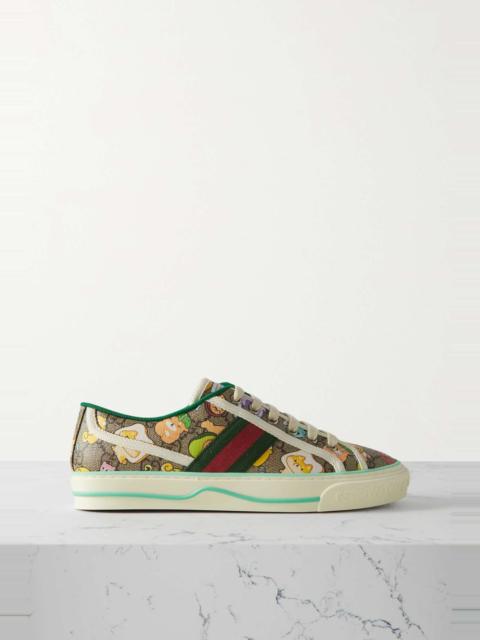 GUCCI Kawaii webbing-trimmed printed coated-canvas sneakers