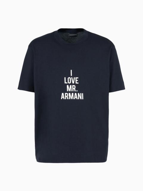 EMPORIO ARMANI Lightweight jersey T-shirt with I love Mr Armani ASV print