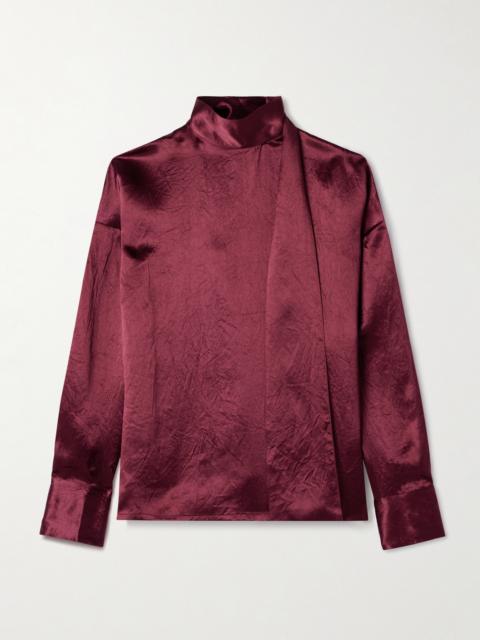 MARIA McMANUS Scarf-detailed Crinkled-satin Blouse