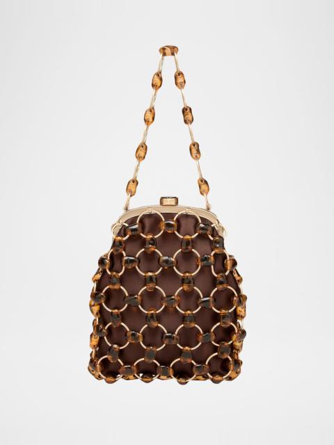 Cult Gaia Brielle Beaded Metal Wristlet Pouch Bag