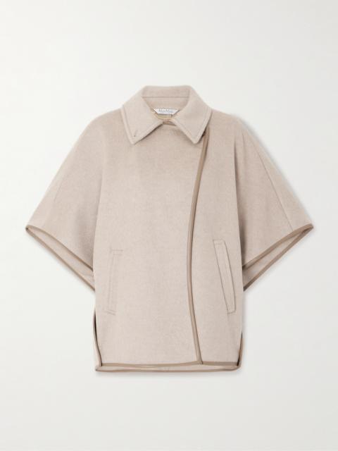 Max Mara Leather-trimmed Cashmere-felt Cape