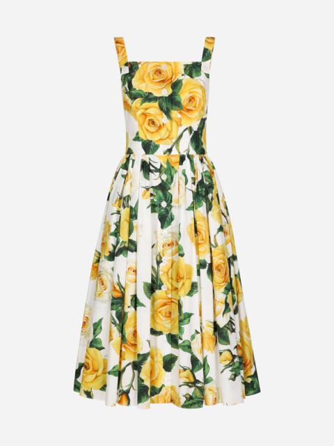 Cotton sundress with yellow rose print