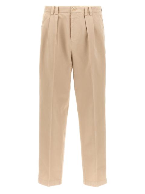 Cotton pants with front pleats