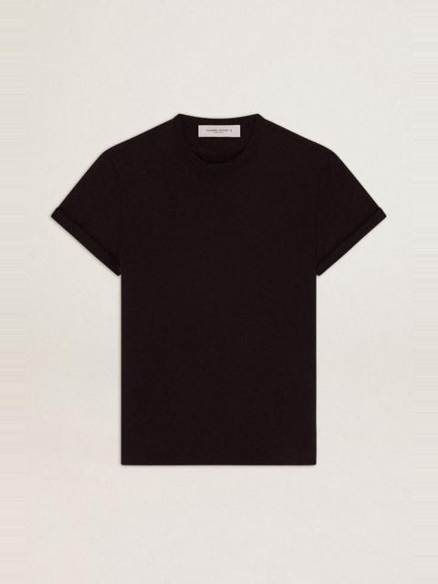Women’s regular-fit distressed T-shirt in black