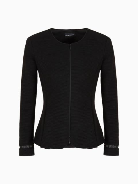 EMPORIO ARMANI Ottoman jersey, single-breasted jacket with godet pleats