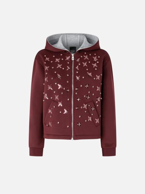 NEOPRENE-EFFECT SWEATSHIRT JACKET WITH JEWEL EMBROIDERY