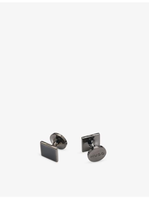 HUGO Square Branded Metal Cufflinks