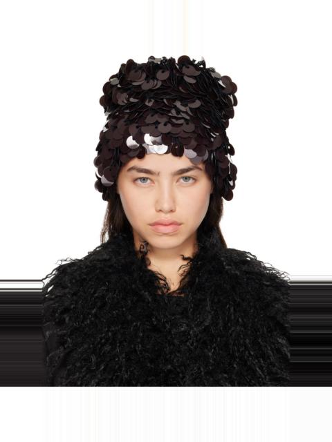 ANNA SUI Brown & Black Pailettes Beanie