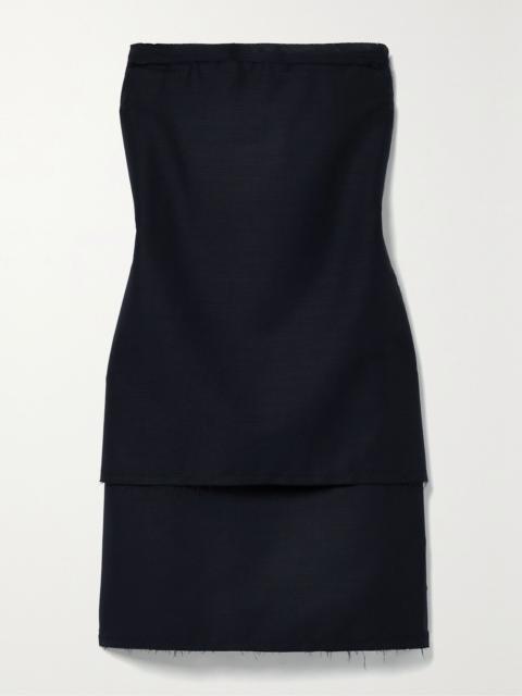 The Row Bergliot strapless wool and mohair-blend mini dress Black