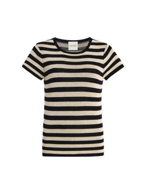 POSSE Birdie Striped Knit T-Shirt black/white