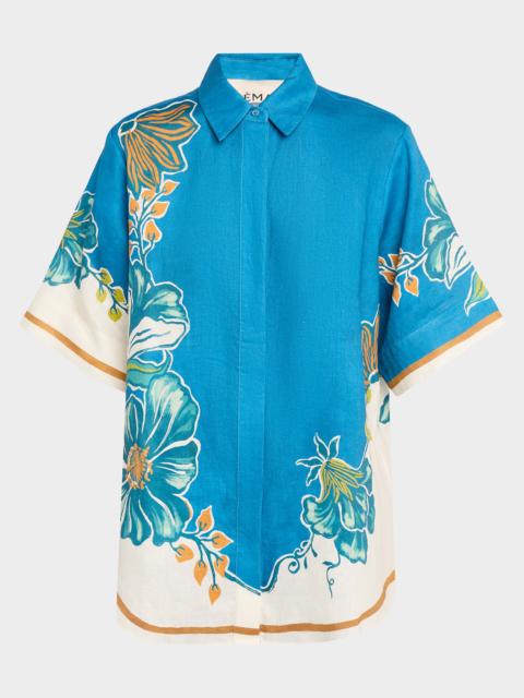 ALÉMAIS Luda Floral-Print Linen Shirt