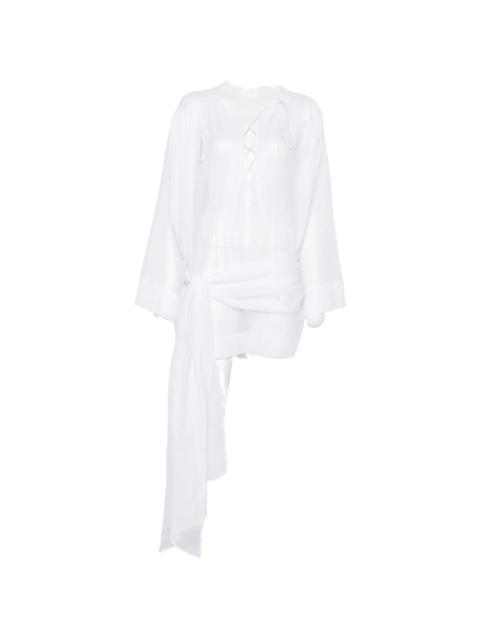THE ANDAMANE The Andamane Lace-up Knotted-waist Mini Dress