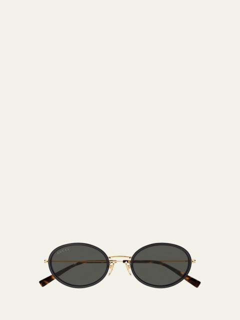 GUCCI Emblem 52mm Acetate & Metal Oval Sunglasses