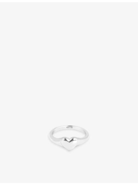 ASTRID & MIYU Heart 18ct rhodium-plated sterling-silver signet ring