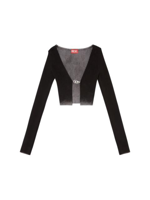 Tシャツ・カットソー DIESEL FW25 'M-Vera-Ls' cropped sweater (A141890DLAX 9XX) Women's Off-the-shoulder top in ribbed knit | Multicolor