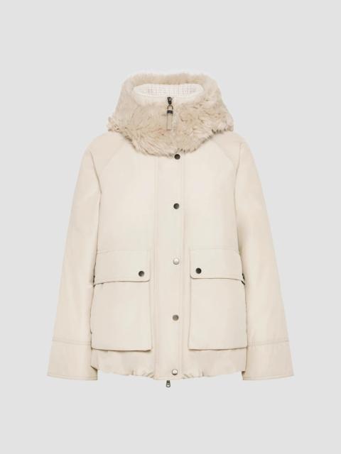 Brunello Cucinelli Women's Techno Cotton Water-Resistant Taffeta Down Parka Coat - Cool Beige