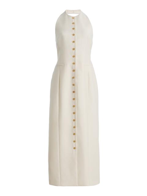 HEIRLOME Exclusive Sarah Wool-Silk Midi Halter Dress ivory